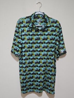 Proud 90 Golf Is Fun Men's Short Sleeve Polo Bear Scene